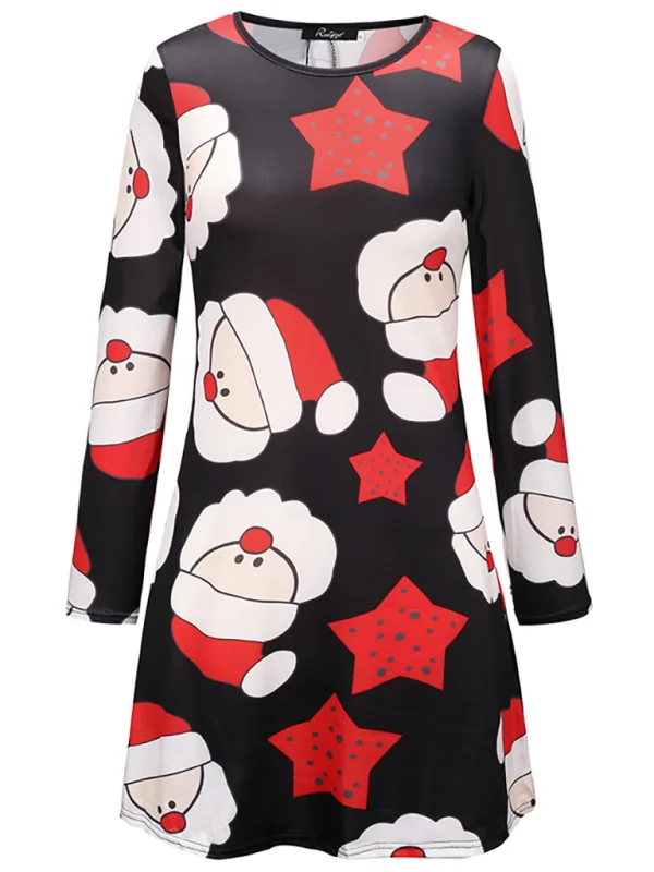 Women's sheath Christmas long-sleeved dresses Flusfy
