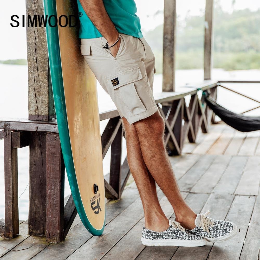 SIMWOOD 2021 Summer New Cargo Shorts Men 100% Color Slim Fit Male Wash Vintage Short Fashion High Quality Hip Hop Clothes 190183