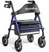 Rollator Walkers with Seat for Seniors, Foldable 8" Big Wheels All Terrain Rolling Walker, Handles and Ergonomic Seat Height Adjustable, 350 lb, FSA HSA Eligible