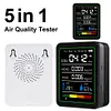 5 In 1 Formaldehyde Monitor with Holder Carbon Dioxide Detector USB Rechargeable TVOC Detector Temperature Humidity Home Air Quality Monitor