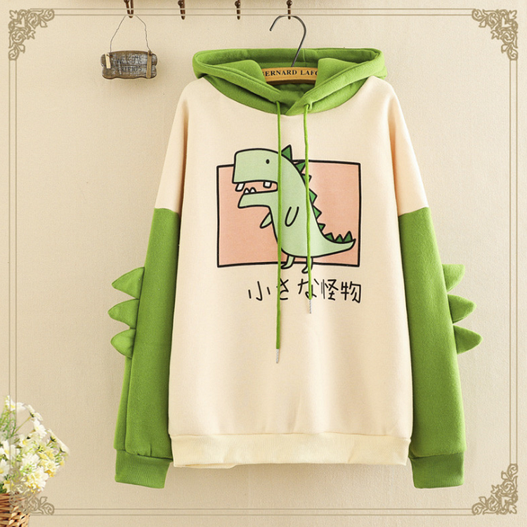 Dinosaur Cartoon Hooded Sweater - Gotamochi Kawaii Shop, Kawaii Clothes