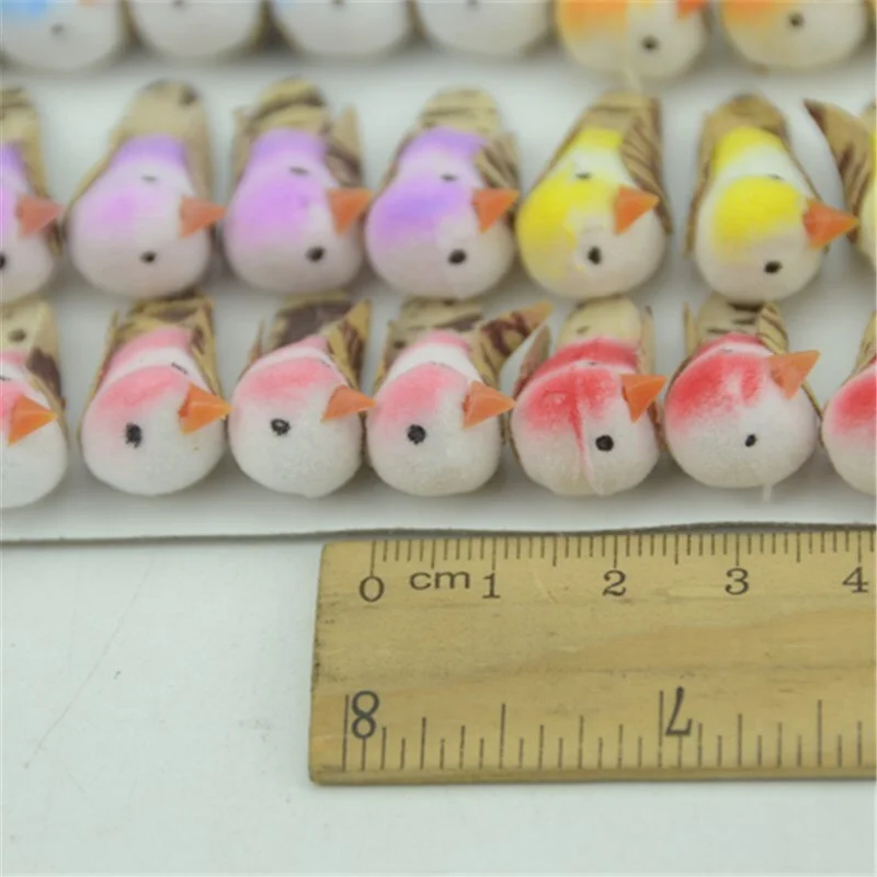 48pcs Colorful Mini Artificial Foam Pe Birds For Wedding Party Decoration Holiday Diy Candy Christmas Box Craft Fake Birds