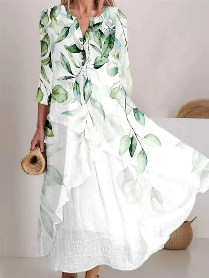 women's leaf print dress