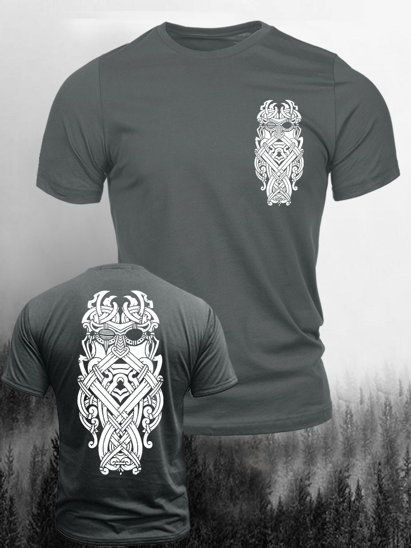 Men's Viking Symbol Logo Print Casual Short Sleeve T-shirt