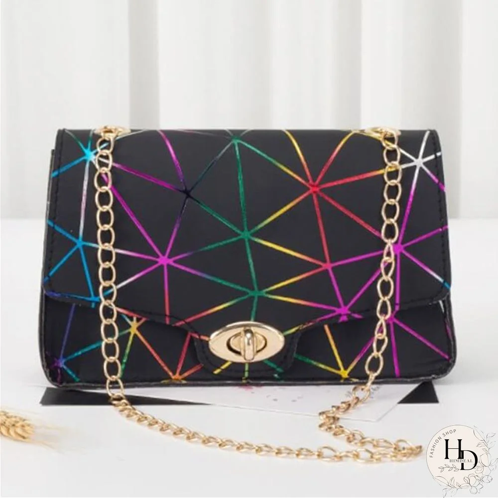 Black Purple Fashion Casual Print Chains Messenger Bags