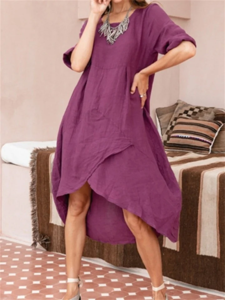 Literary Loose Large Cotton Linen Dress