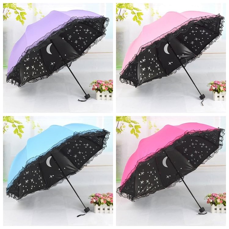 4 Colors Starry Lace Foldable Umbrella SP1812560