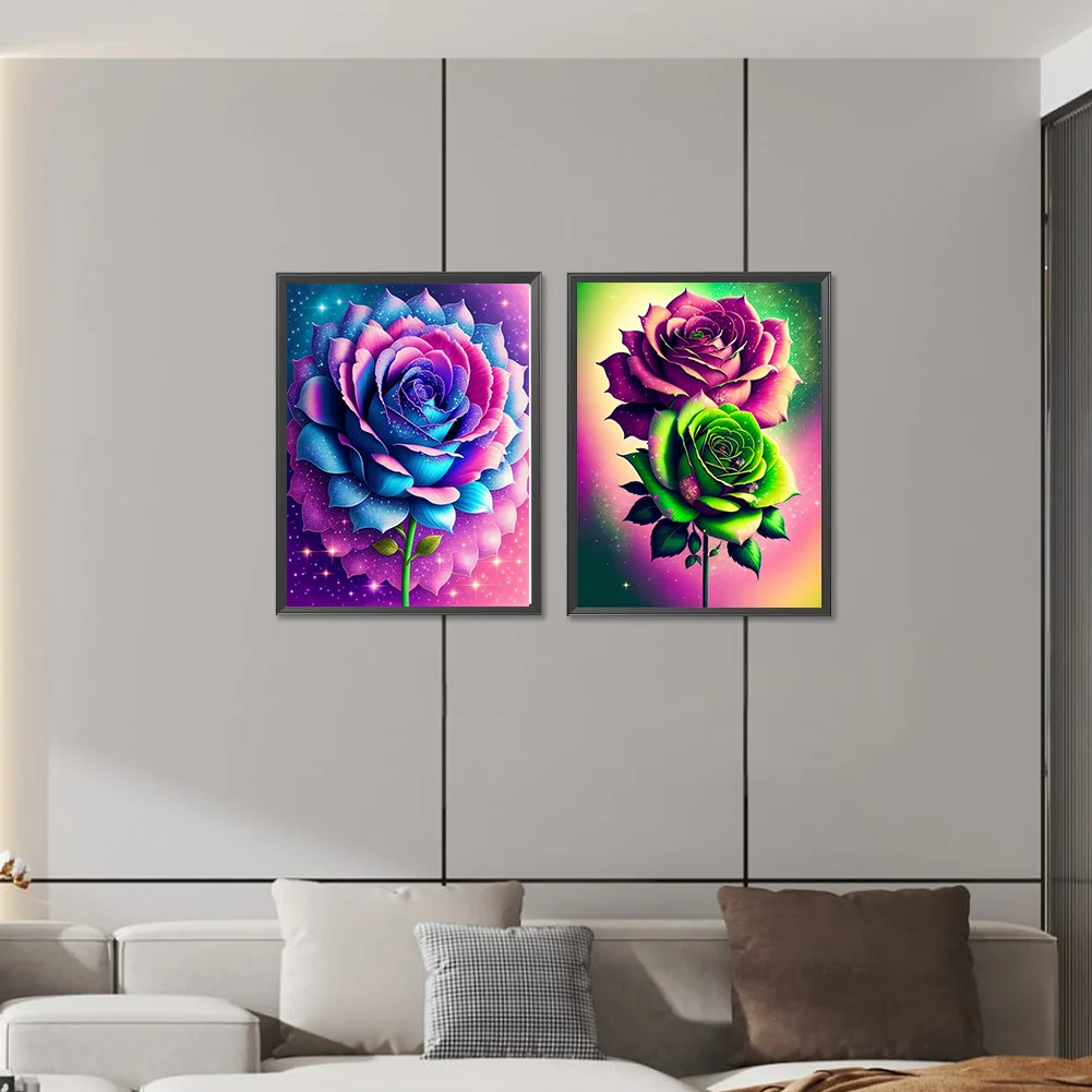 2pcs/Set Diamond Painting - Full Round Drill - Rose(Canvas|30*40cm)