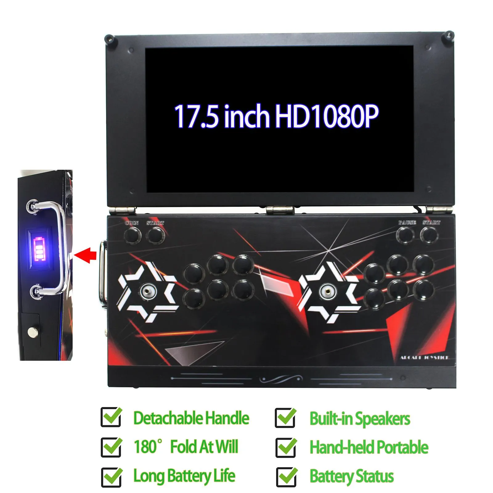 9800 in 1 Hand-held Portable Selected Arcade Game Console 17.5-inch HD Screen Dual Players Box DX, Retro Video Game Machine Search/Hide/Save/Load/Pause Games 9800 in 1 Hand-held Portable Selected Arcade Game Console 17.5-inch HD Screen Dual Players Box DX, Retro Video Game Machine Search/Hide/Save/Load/Pause Games