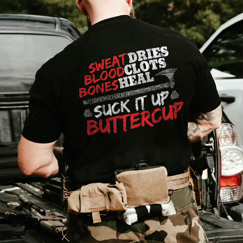 Livereid Sweat Dries Blood Clots Bones Heal Printed Men's T-shirt - Livereid