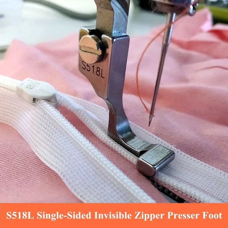 #S518L/T168 Random Industrial Sewing Machine Lockstitch Machine Flat Steel Single-Sided Invisible Zipper Presser Foot
