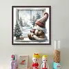 Gnome By The Window In Winter - 14CT Stamped Cross Stitch - 40*40cm