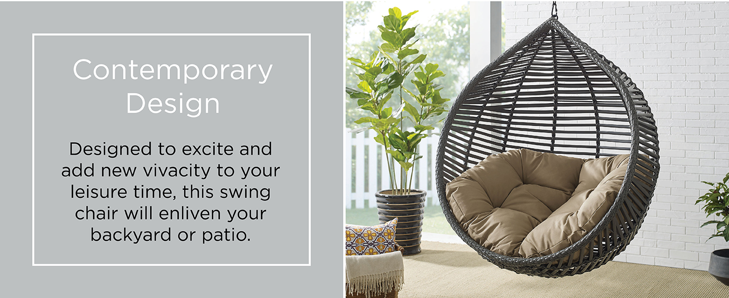 Swing Chair,hanging chair,steel frame,durable powder-coated,rattan weave,hanging steel chain