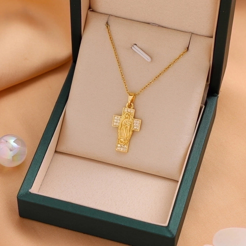 Titanium Steel Casual Minimalist Cross Plating Pendant Necklace