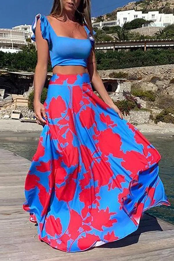 Womens Amazing Print Show Waist Dress Suit-Allyzone-Allyzone