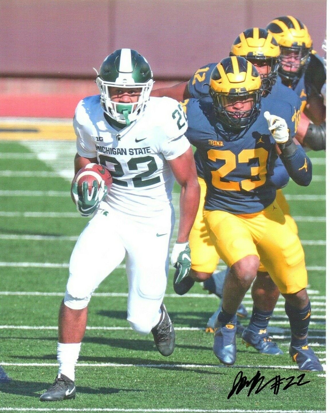 Jordan Simmons Michigan State football signed autograph 8x10 Photo Poster painting win over U-M