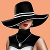 Black Striped Hat Lady Full 11CT DIY Stamped Needlework Embroidery Kit 15.75x15.75inch Embroidery Needlepoint Starter Kits Cross Stitch Art and Crafts Kits for Beginners Adults Home Decor