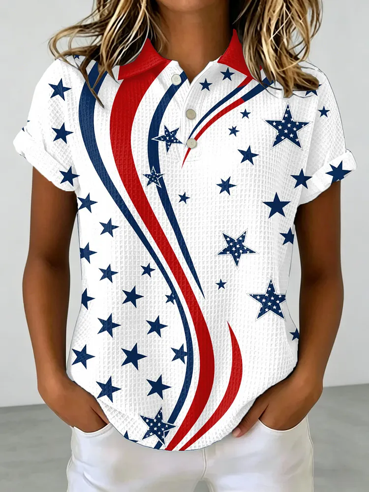 Women's Retro American Flag Print Casual T-Shirt 