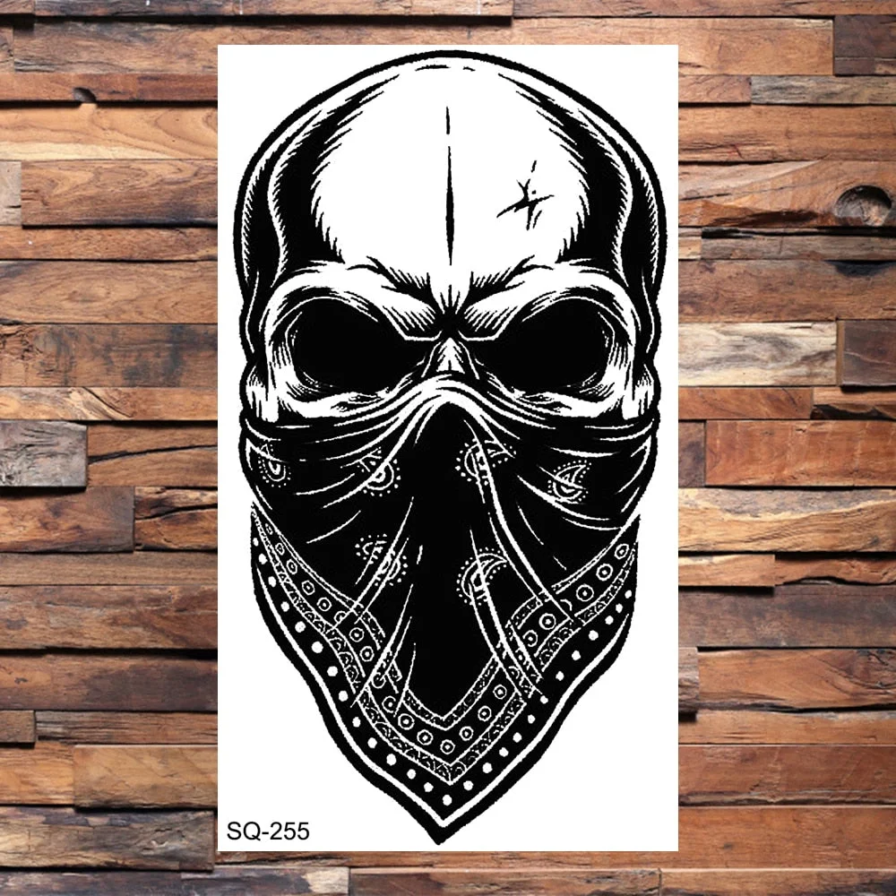 Skull Temporary Tattoos For Adults Men Realistic Tiger Lion Forest Praying Tatoos Vampire Snake Fake Tattoo Sticker Body Leg