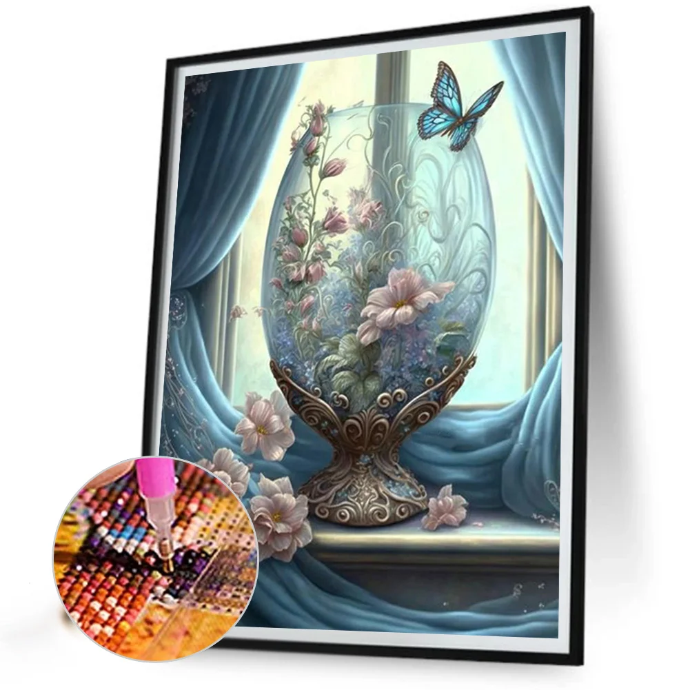 Diamond Painting - Full Square Drill - Flower Butterfly Cup(Canvas|30*40cm)