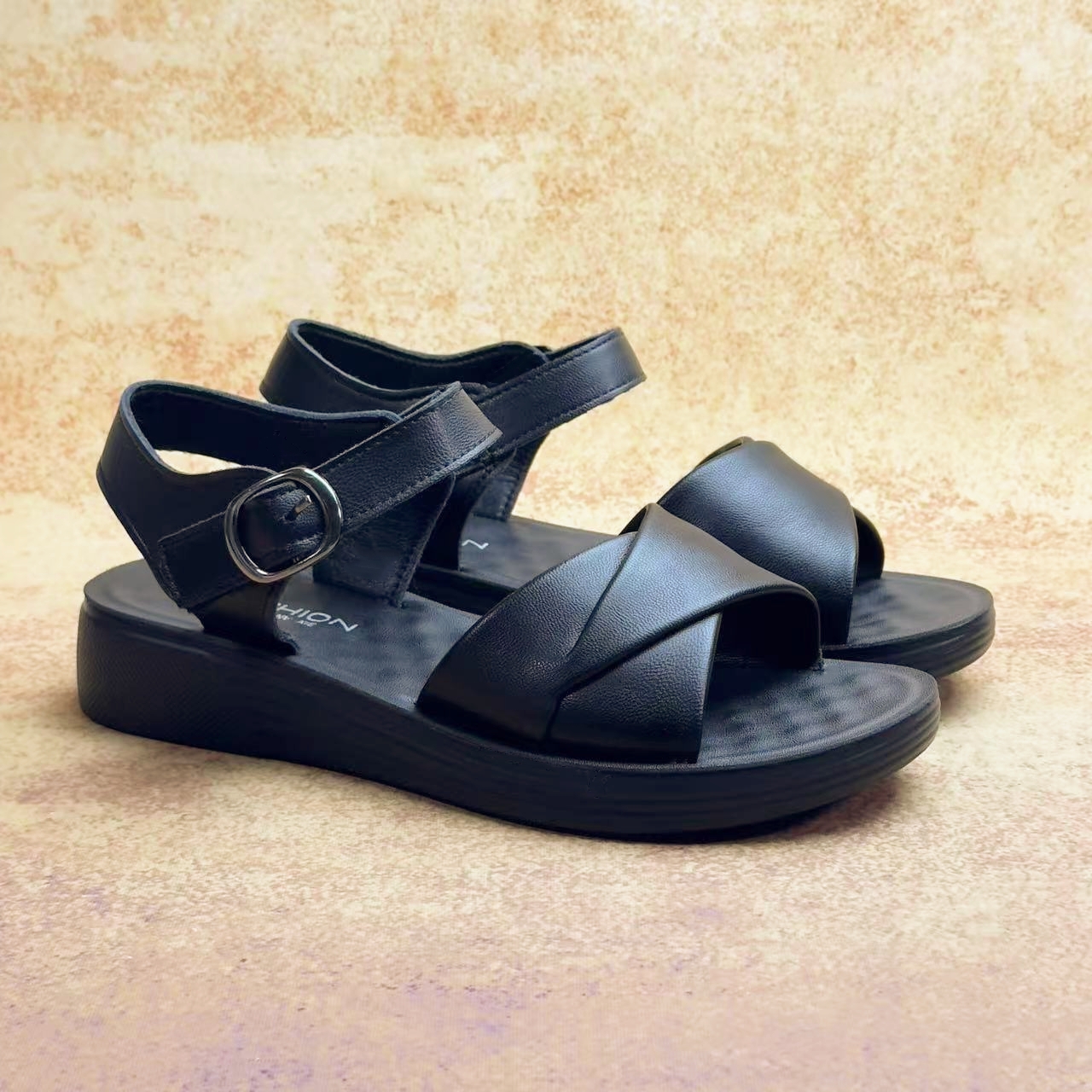 Cricsball Women Summer Sandals 2025 Leather Open Toe Wedge Casual Sandals With 3.5 cm Flat Heels