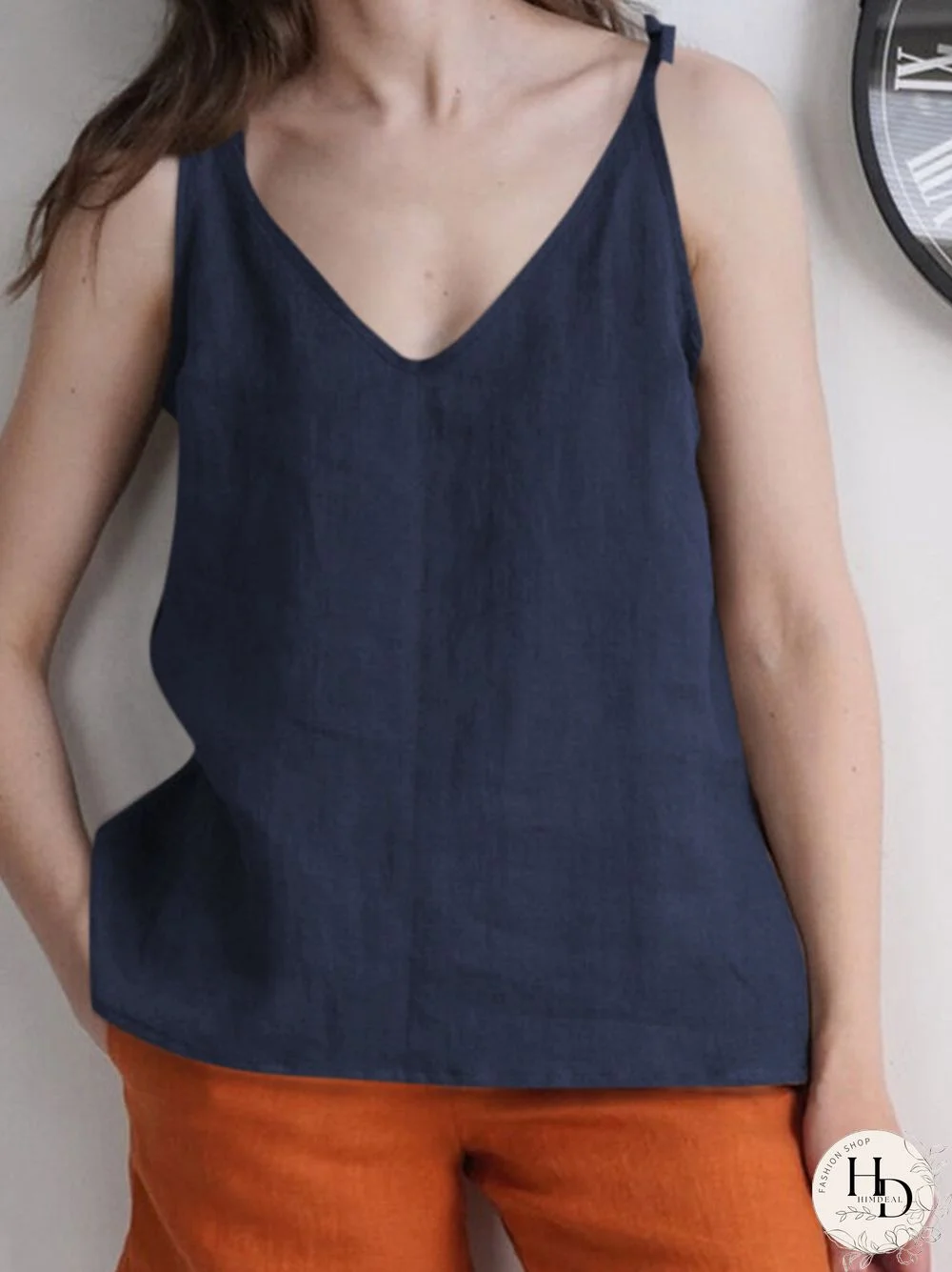 Solid Bowknot Shoulder Strap Tank Tops for Women
