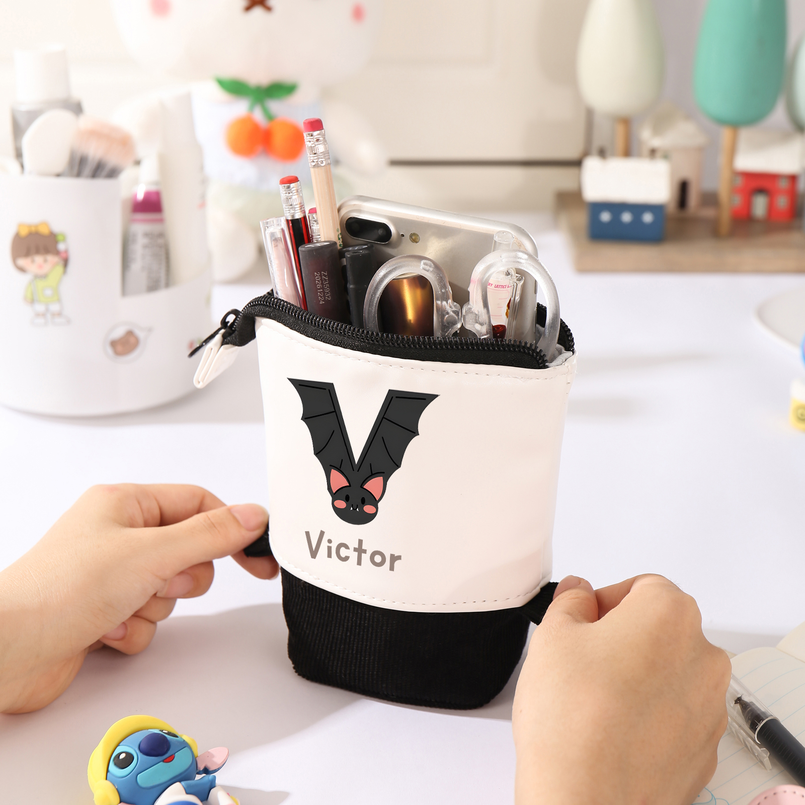 Personalised Pencil Case Custom Name & Letter Animals Pen Pouch Back To School Gift for Kids-Jessemade AU