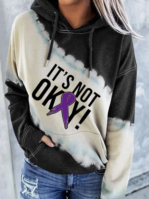It's Not Okay Domestic Violence Awareness Print Hoodie