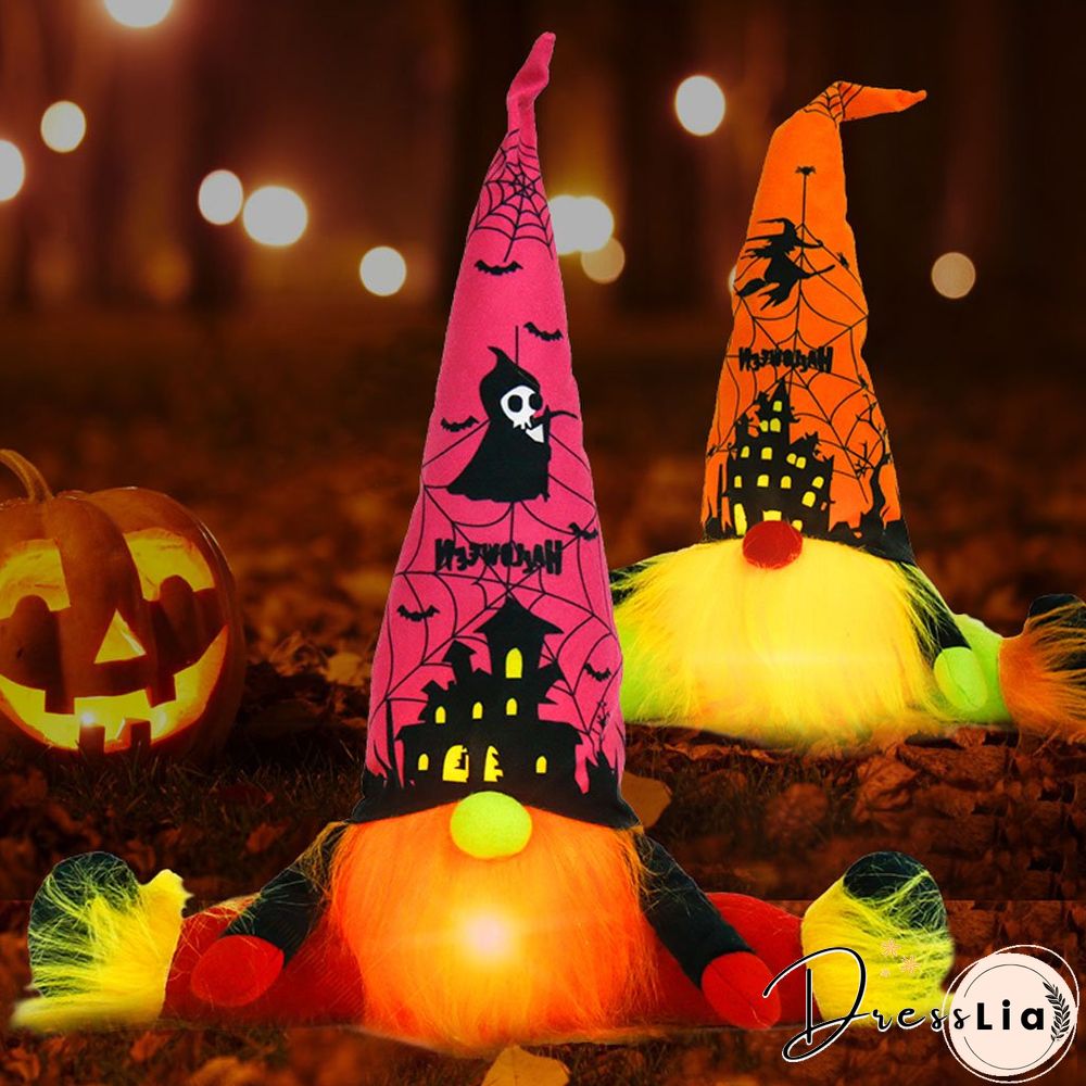 Halloween Plush Gnome Doll With Warm Lights