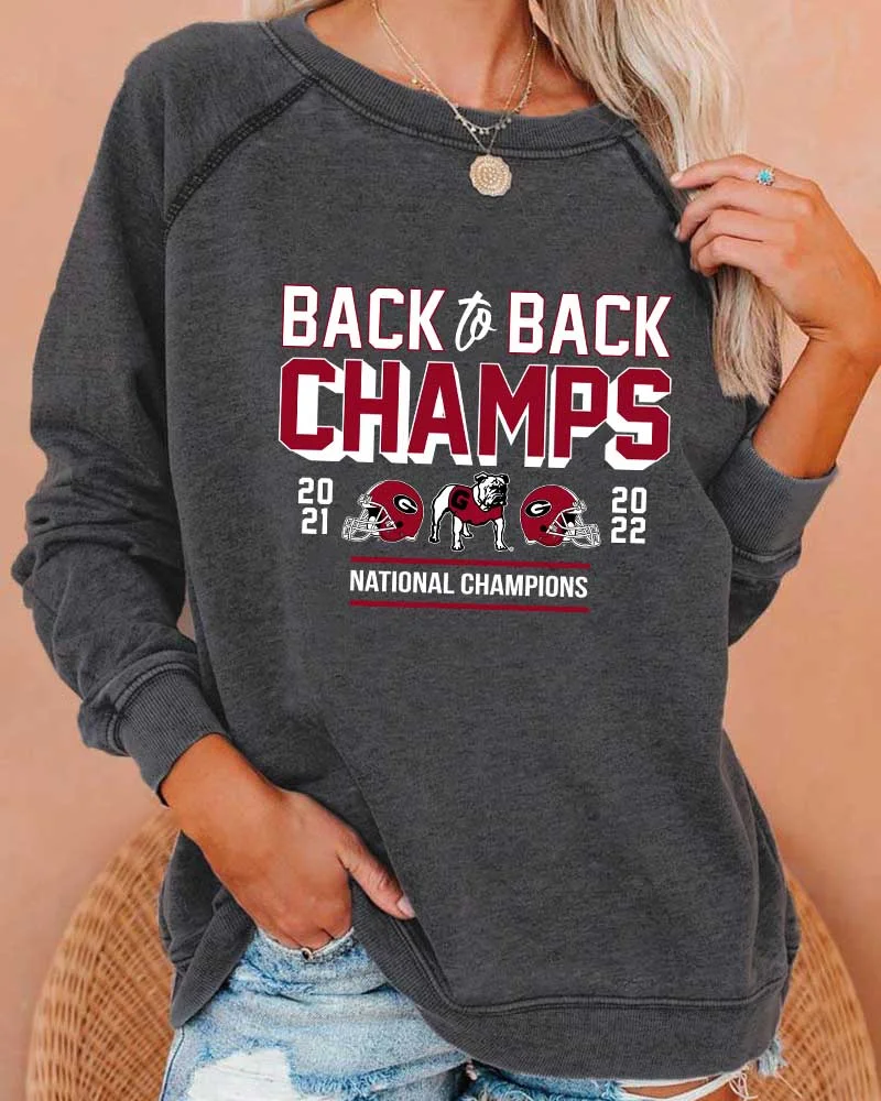 Back to Back Champs Georgia Bulldogs Deep Gray Sweatshirt