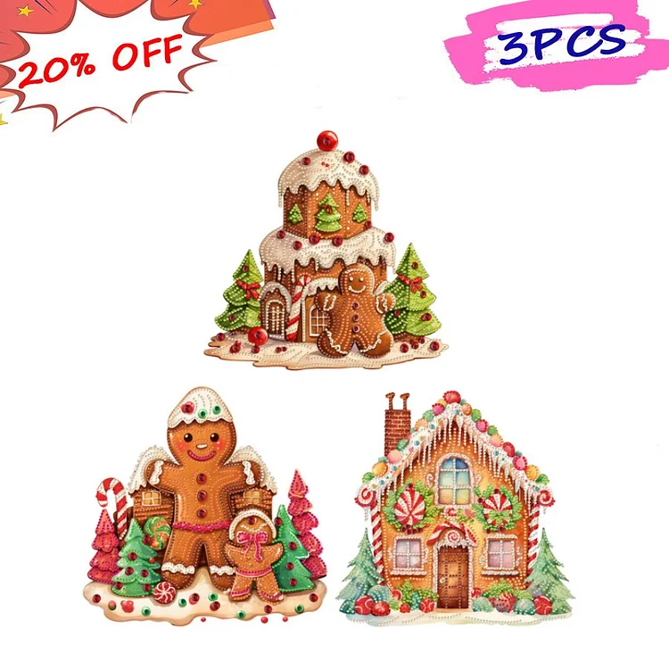 Christmas Gingerbread Cookie House 30*30CM (Canvas) Special Drill Diamond Painting gbfke