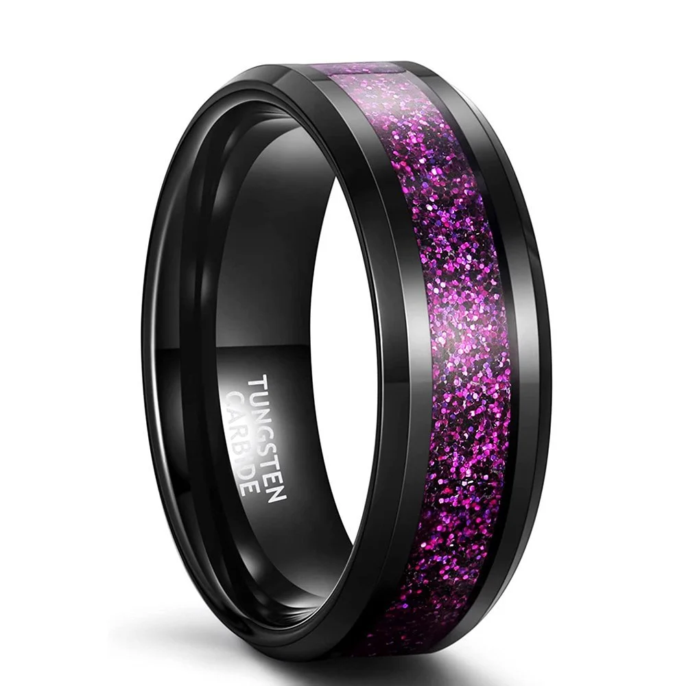 8mm Multiple Colors Sandstone Inlay Tungsten Carbide Men's Wedding Bands