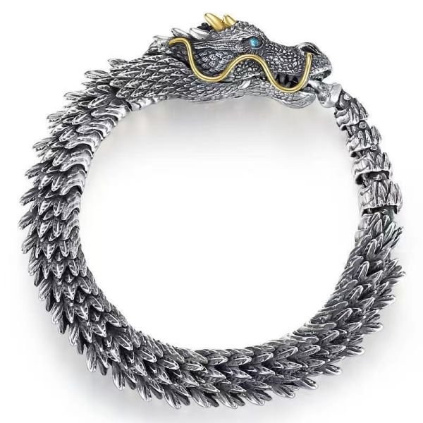 Sterling Silver Handmade Dragon Chain Bracelet