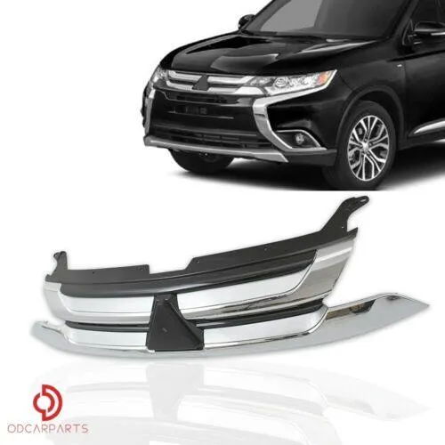 Silscvtt Front Grille Black and Chrome Replacement for Outlander 2016-2018