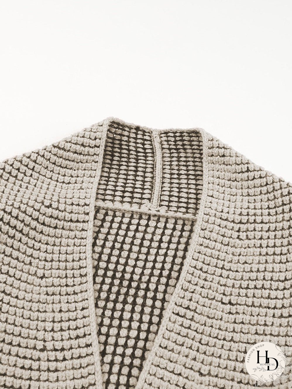 Apricot Oversized Collared Waffle Knit Cardigan