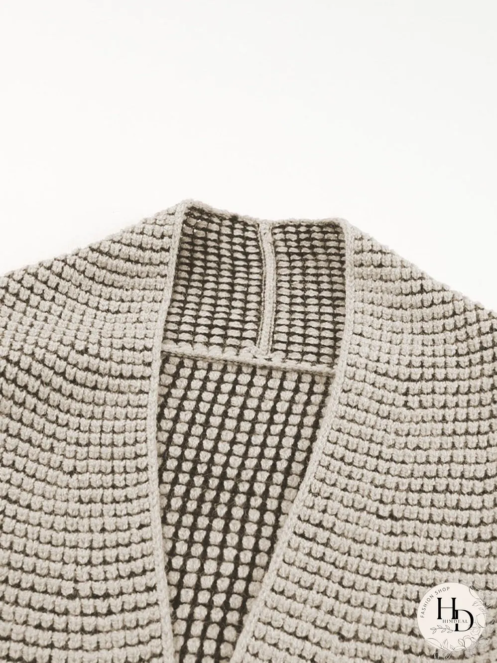 Apricot Oversized Collared Waffle Knit Cardigan