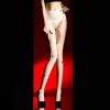 Sexy Pantyhose Ultra-thin Sheer Tights High Waist Irregular Garter Stocking with Chain