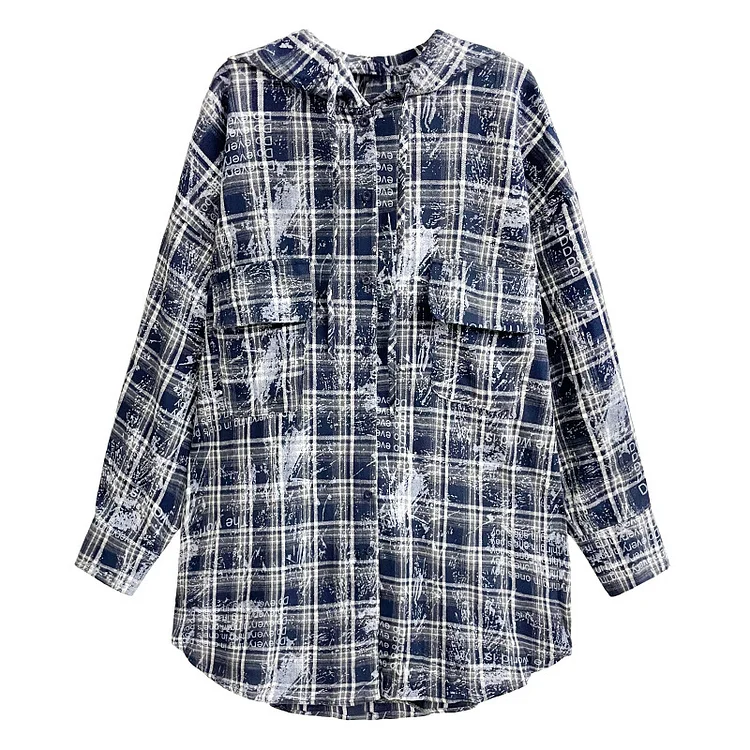 Street Style Plaid Hooded Long Sleeve Shirt - yankia