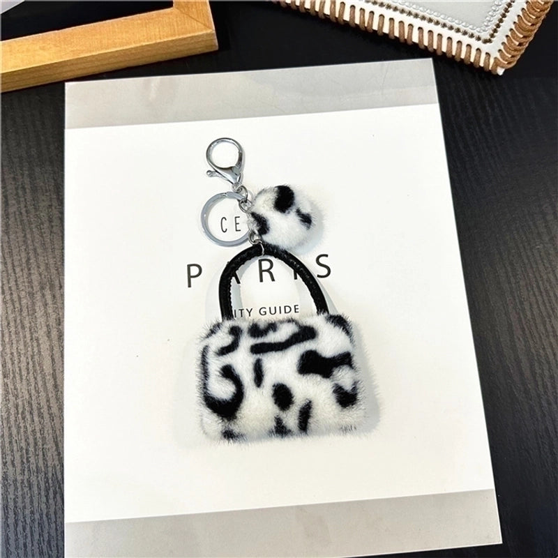 Vintage Style Korean Style Leopard Faux Fur Alloy Women’s Bag Pendant Keychain