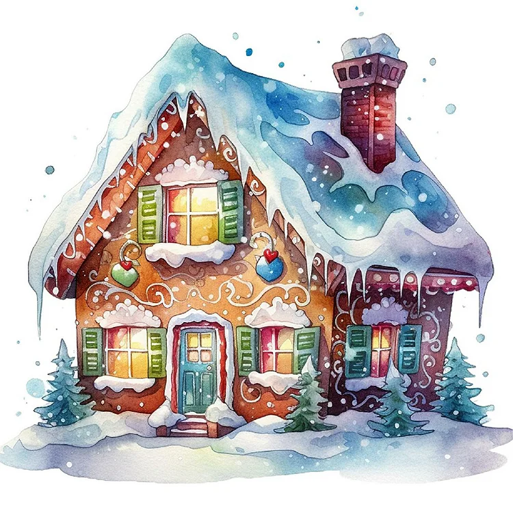 Christmas Cabin 40*40CM(Canvas) Full Round Drill Diamond Painting gbfke