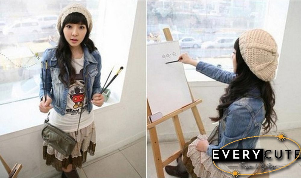 Spring Womens Girls Sweet Princess Slim Crop Denim Jacket Distressed Outerwear Coat Worn White Washed Short Jean Jacket