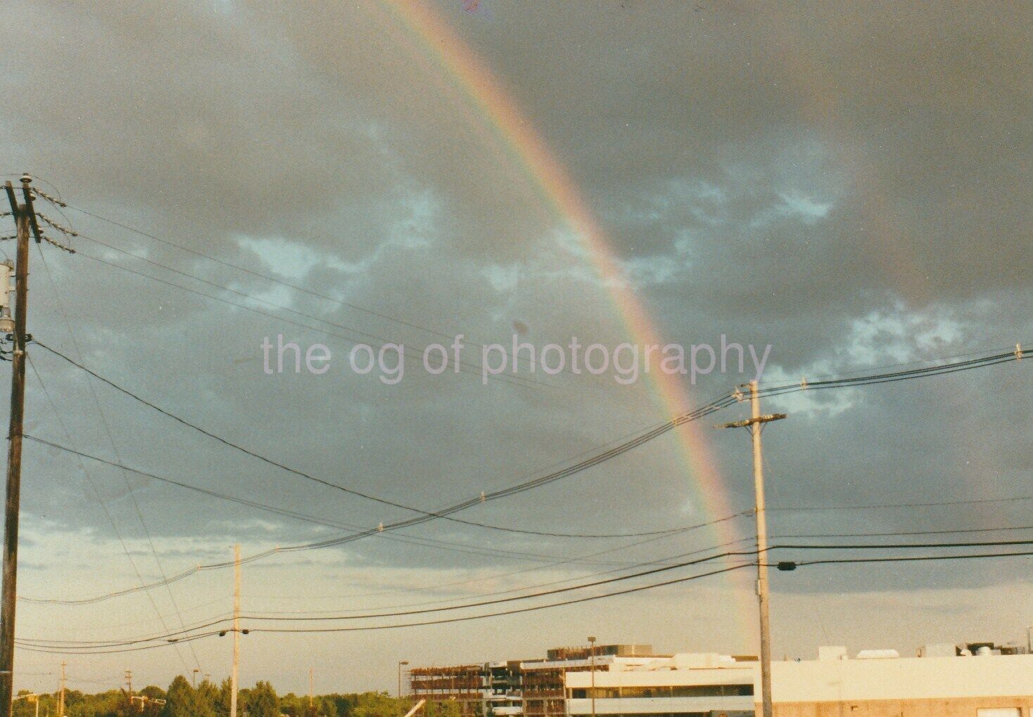 Rainbow + Wires FOUND Photo Poster painting ColorOriginal VINTAGE Sky 94 13 U