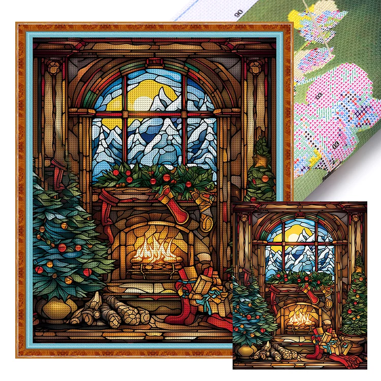 Christmas Hut (40*50cm) 14CT Stamped Cross Stitch gbfke