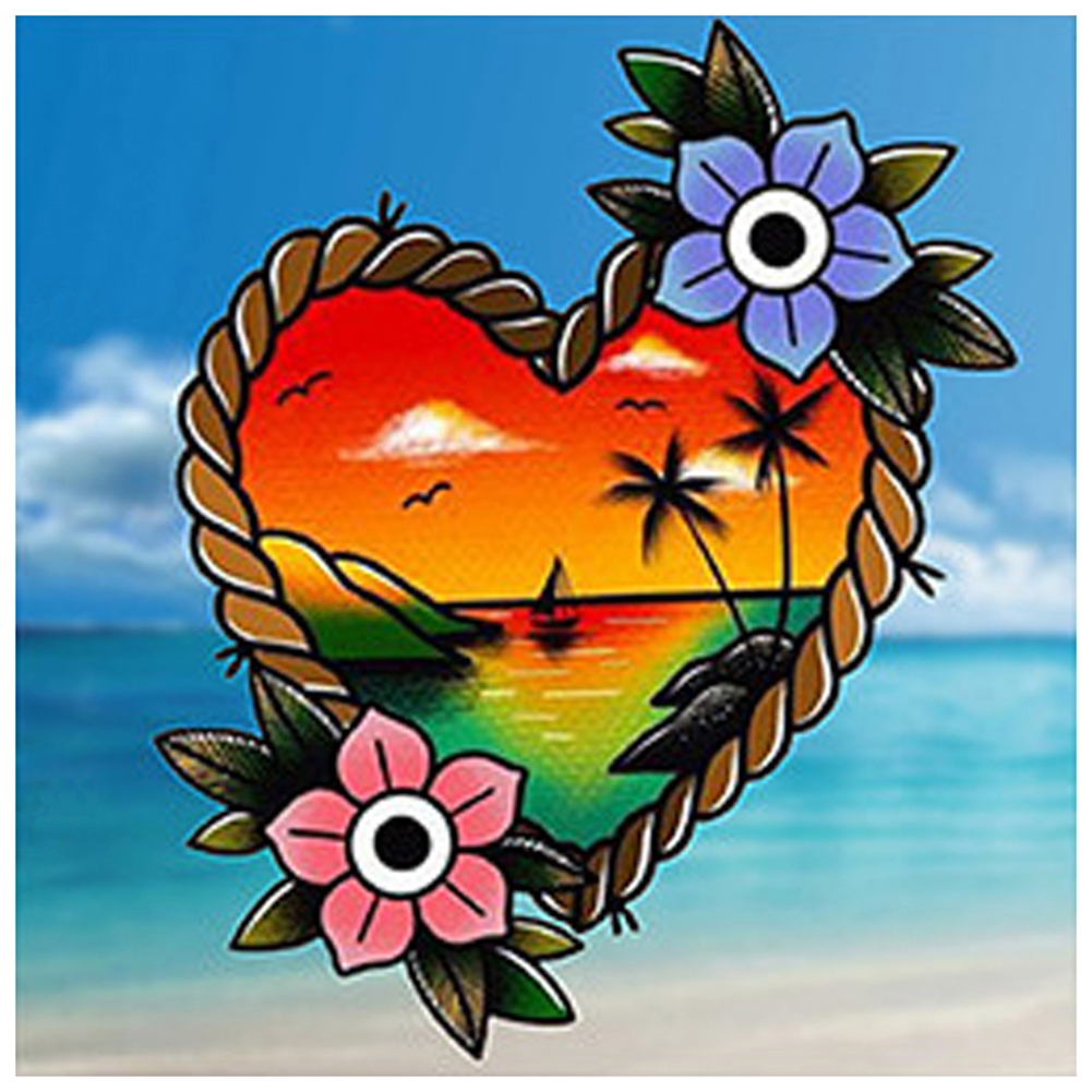 

Seaside Heart Sunrise - Round Drill Diamond Painting - 30*30CM, 501 Original