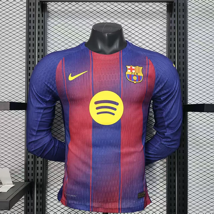 2025-26 Barcelona Home Long Sleeve Jersey - Player Edition