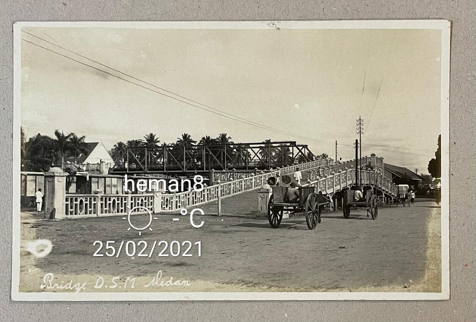 old Netherlands East-Indies ( Indonesia ) real Photo Poster painting postcard Bridge Medan