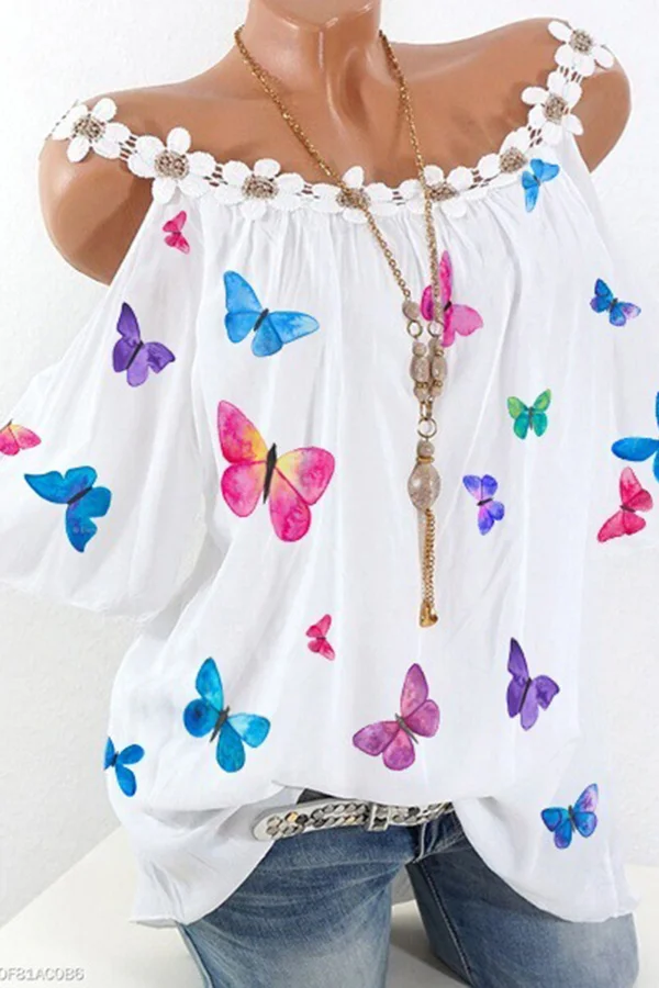 Colorful Butterfly Print Top