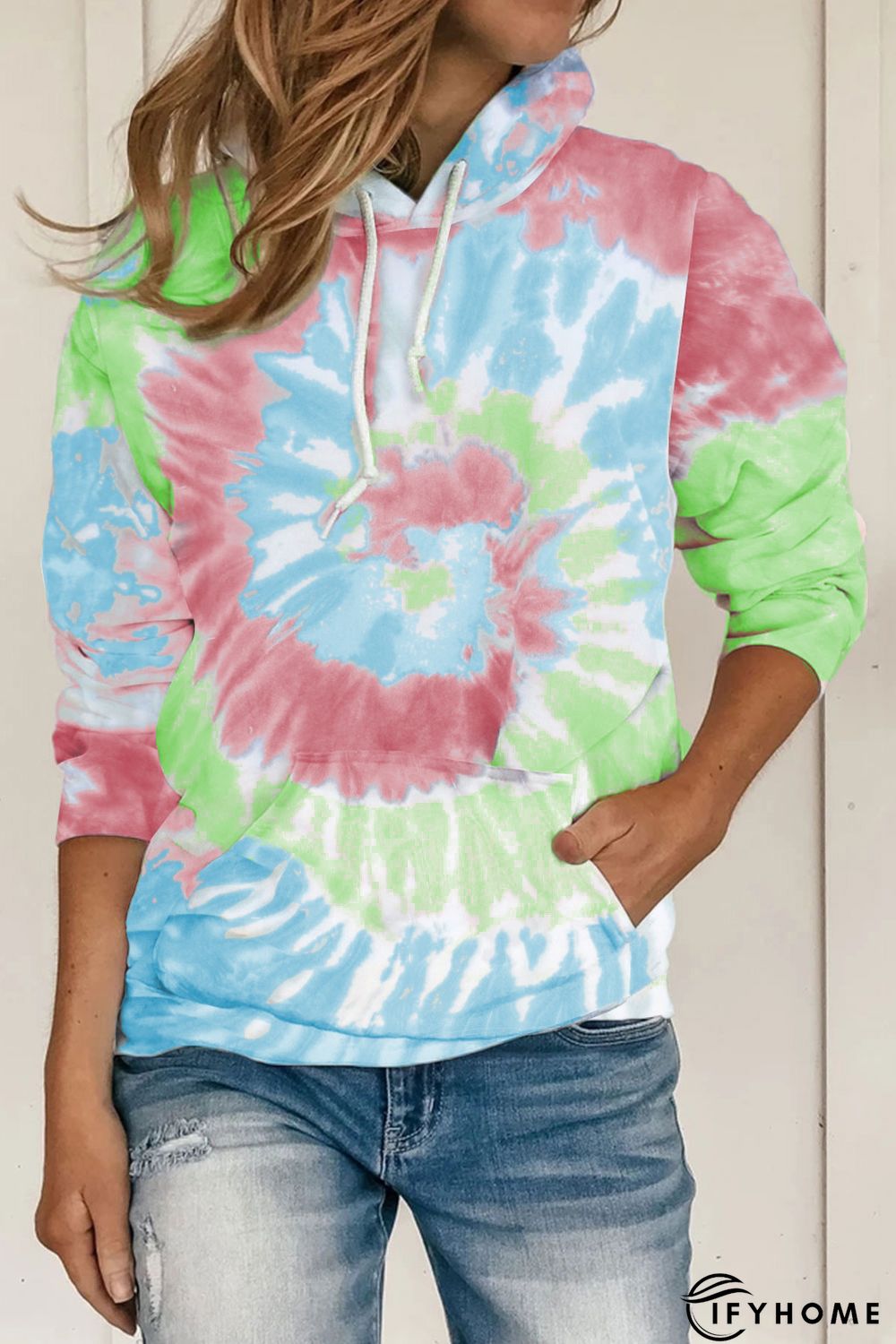 Sky Blue Tie Dye Pattern Hoodie | IFYHOME