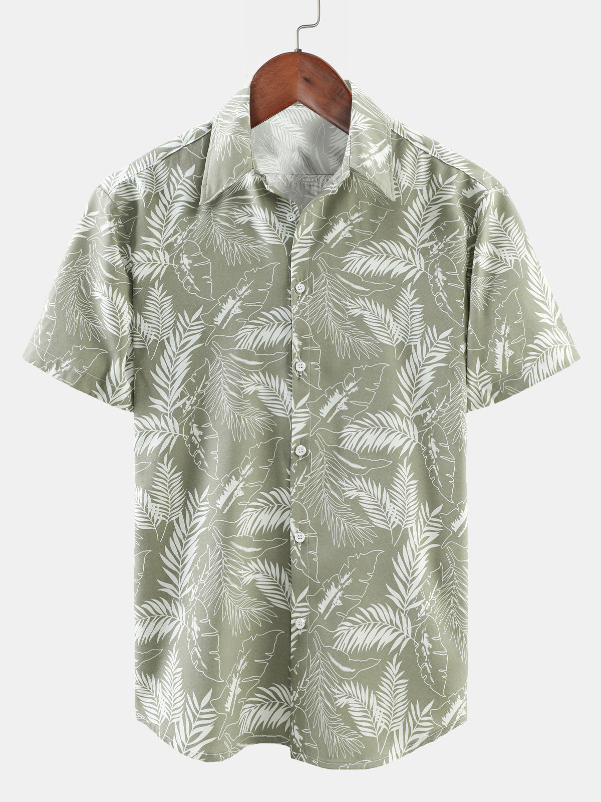 Men's Summer Tropical Print Beach Button Up Short Sleeve Shirt