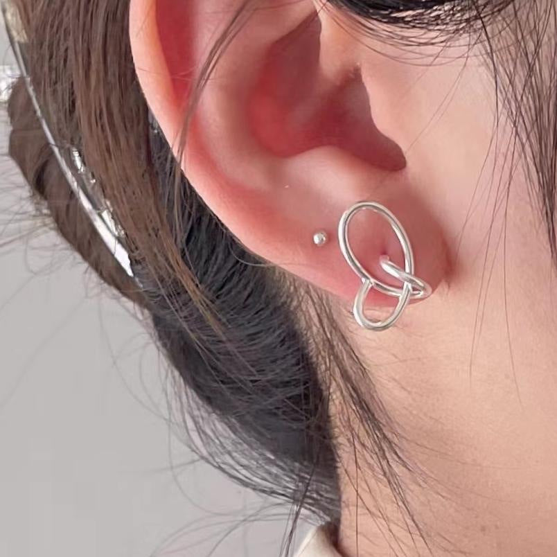 925 Sterling Silver Versatile Cross Text Letter Number Silver Electroplating Stud Earrings